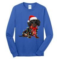 Funny Santa Dachshund Christmas Tree Lights Xmas Dog Mom Funny Gift Tall Long Sleeve T-Shirt