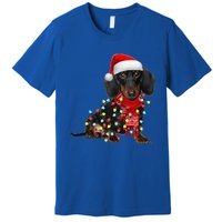 Funny Santa Dachshund Christmas Tree Lights Xmas Dog Mom Funny Gift Premium T-Shirt