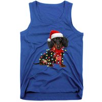 Funny Santa Dachshund Christmas Tree Lights Xmas Dog Mom Funny Gift Tank Top