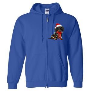 Funny Santa Dachshund Christmas Tree Lights Xmas Dog Mom Funny Gift Full Zip Hoodie