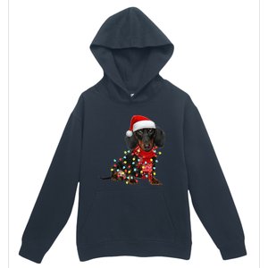 Funny Santa Dachshund Christmas Tree Lights Xmas Dog Mom Funny Gift Urban Pullover Hoodie