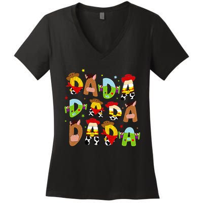 Funny Story Dada Toy Boy Dad Fathers Day Women's V-Neck T-Shirt