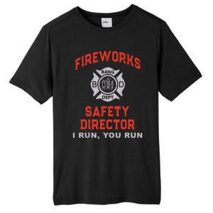 FIREWORKS SAFETY DIRECTOR I Run You Firefighter America Tall Fusion ChromaSoft Performance T-Shirt