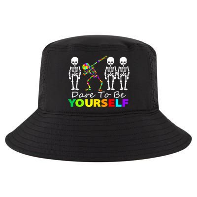 Funny Skeleton Dabbing Dare To Be Yourself Autism Awareness Gift Cool Comfort Performance Bucket Hat