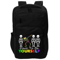 Funny Skeleton Dabbing Dare To Be Yourself Autism Awareness Gift Impact Tech Backpack