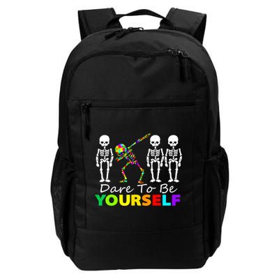 Funny Skeleton Dabbing Dare To Be Yourself Autism Awareness Gift Backpack
