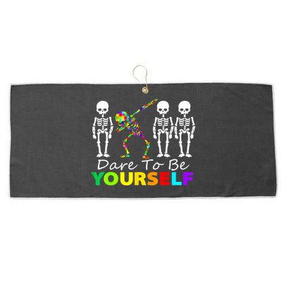 Funny Skeleton Dabbing Dare To Be Yourself Autism Awareness Gift Large Microfiber Waffle Golf Towel