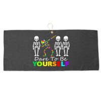 Funny Skeleton Dabbing Dare To Be Yourself Autism Awareness Gift Large Microfiber Waffle Golf Towel