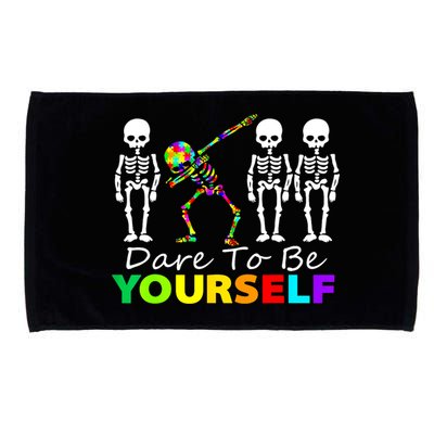 Funny Skeleton Dabbing Dare To Be Yourself Autism Awareness Gift Microfiber Hand Towel