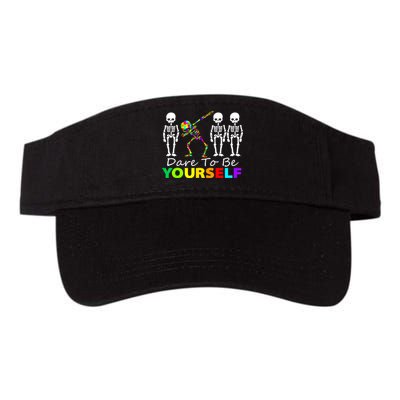 Funny Skeleton Dabbing Dare To Be Yourself Autism Awareness Gift Visor
