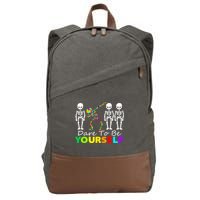 Funny Skeleton Dabbing Dare To Be Yourself Autism Awareness Gift Cotton Canvas Backpack