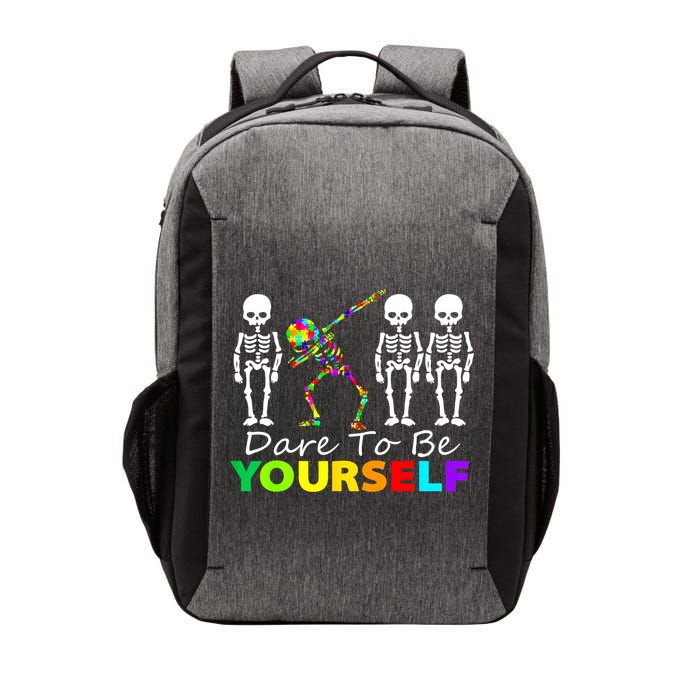Funny Skeleton Dabbing Dare To Be Yourself Autism Awareness Gift Vector Backpack