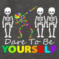 Funny Skeleton Dabbing Dare To Be Yourself Autism Awareness Gift Vector Backpack