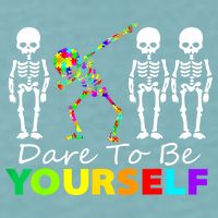 Funny Skeleton Dabbing Dare To Be Yourself Autism Awareness Gift Sueded Cloud Jersey T-Shirt