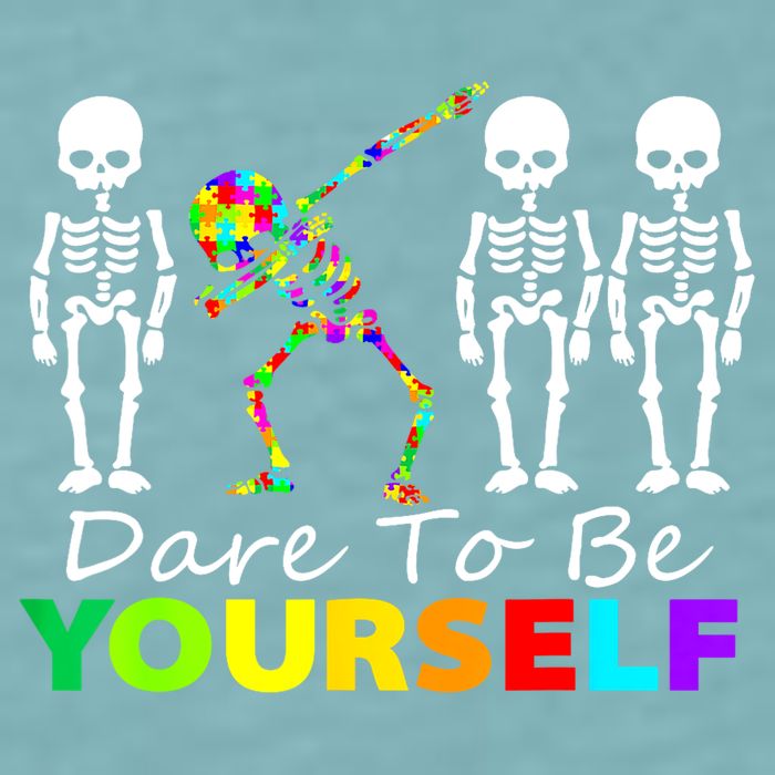 Funny Skeleton Dabbing Dare To Be Yourself Autism Awareness Gift Sueded Cloud Jersey T-Shirt