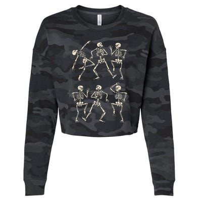 Funny Skeletons Dance Halloween Cropped Pullover Crew