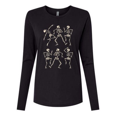 Funny Skeletons Dance Halloween Womens Cotton Relaxed Long Sleeve T-Shirt