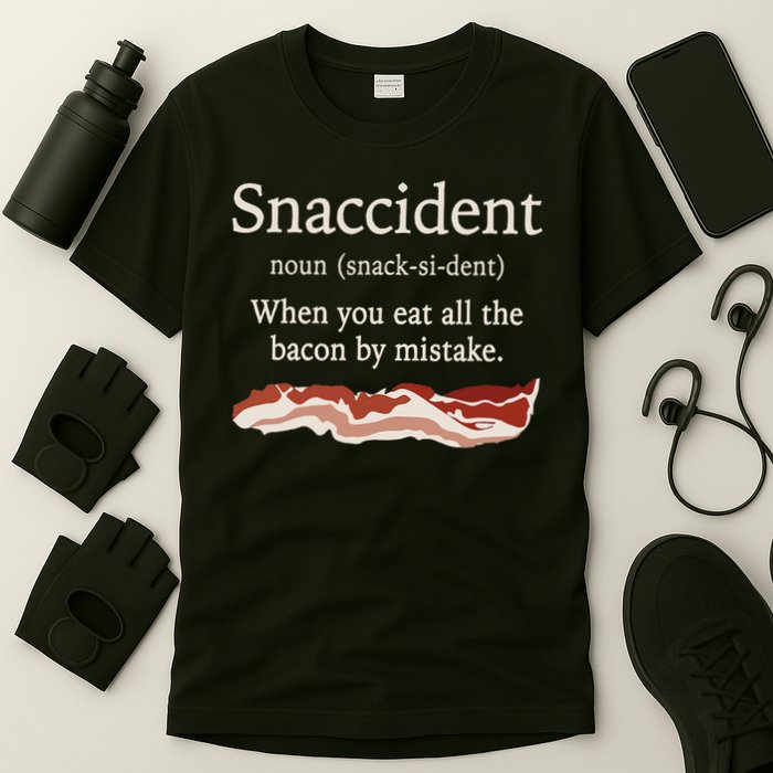 Funny Snaccident Definition Eat All The Bacon By Mistake T-Shirt