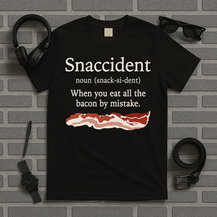 Funny Snaccident Definition Eat All The Bacon By Mistake T-Shirt