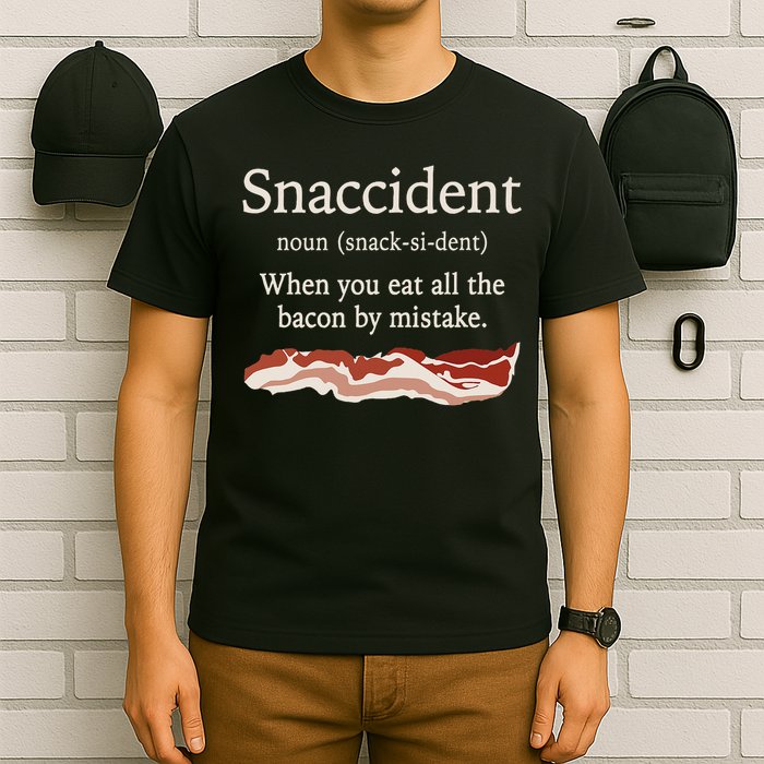 Funny Snaccident Definition Eat All The Bacon By Mistake T-Shirt
