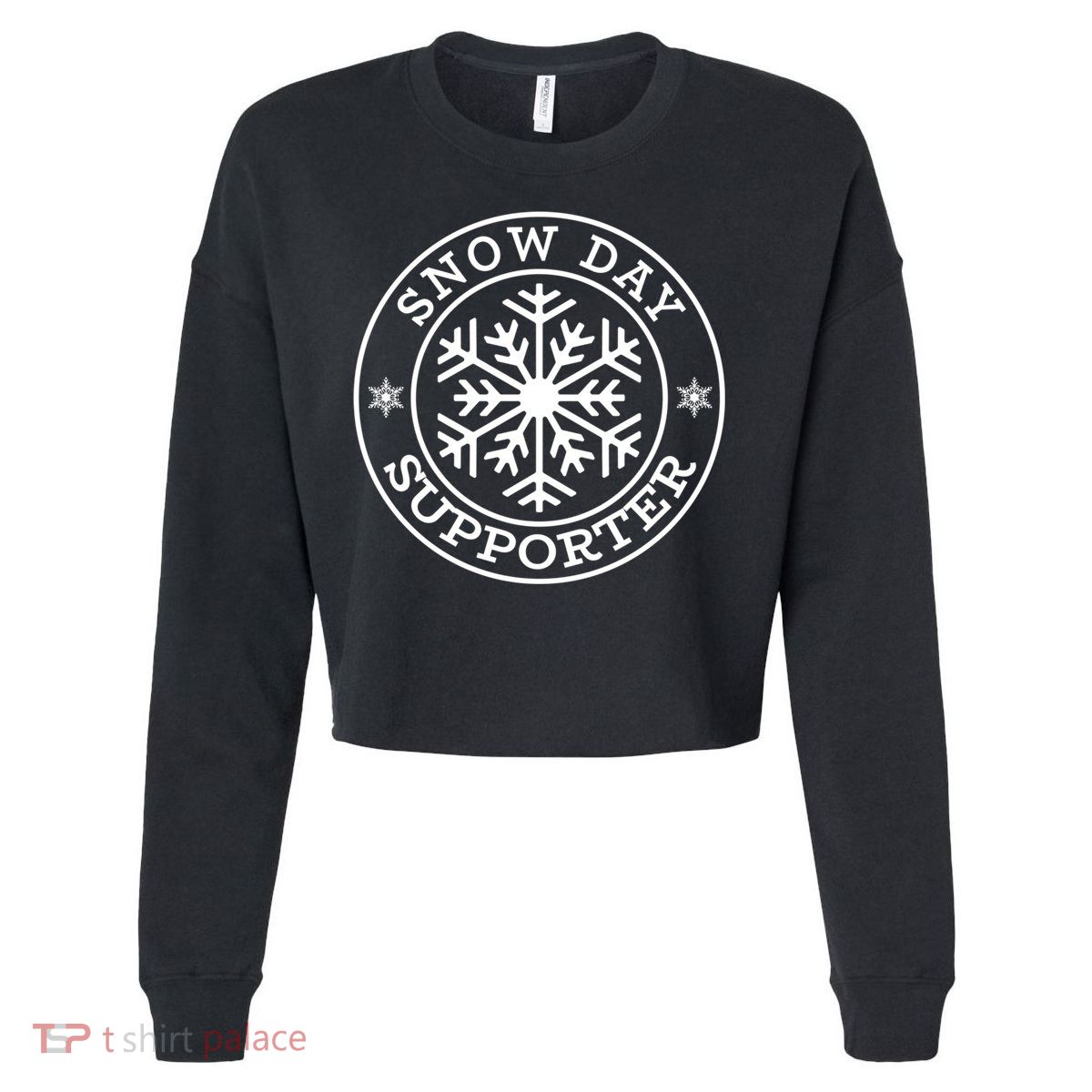 Funny Snow Day Supporter Teacher Student Winter Snowflake Cute Gift Cropped Pullover Crew