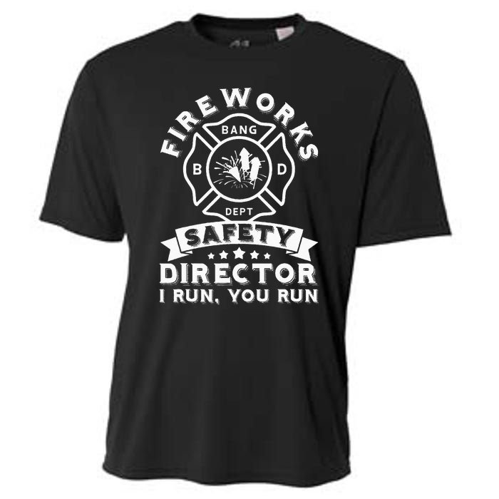 Fireworks Safety Director I Run You Run Bang Dept Patriotic Cooling Performance Crew T-Shirt