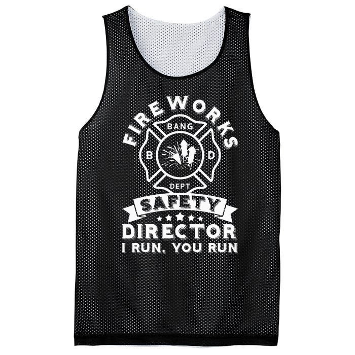 Fireworks Safety Director I Run You Run Bang Dept Patriotic Mesh Reversible Basketball Jersey Tank