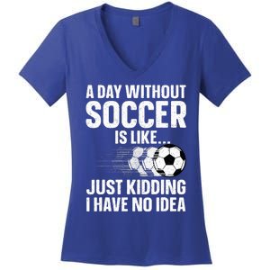 Funny Soccer Design For  Sport Player Soccer Lover  Women's V-Neck T-Shirt