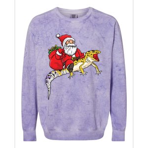 Fun Santa Delivering Presents On Leopard Gecko Lizard Gift Colorblast Crewneck Sweatshirt