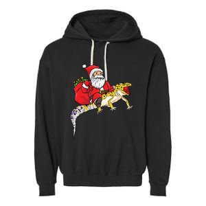 Fun Santa Delivering Presents On Leopard Gecko Lizard Gift Garment-Dyed Fleece Hoodie