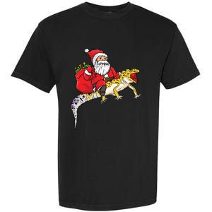 Fun Santa Delivering Presents On Leopard Gecko Lizard Gift Garment-Dyed Heavyweight T-Shirt