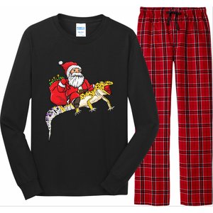 Fun Santa Delivering Presents On Leopard Gecko Lizard Gift Long Sleeve Pajama Set