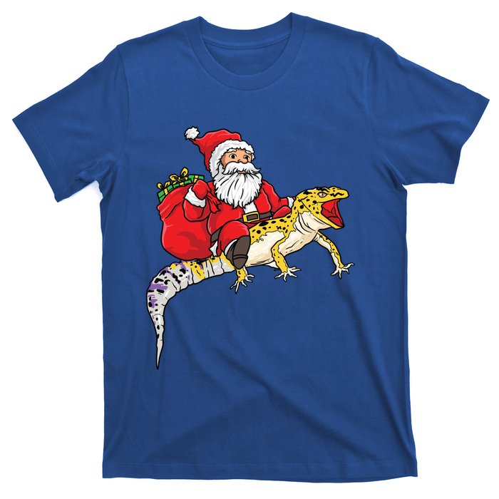 Fun Santa Delivering Presents On Leopard Gecko Lizard Gift T-Shirt