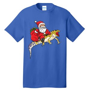 Fun Santa Delivering Presents On Leopard Gecko Lizard Gift Tall T-Shirt