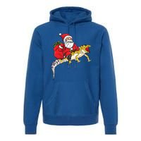 Fun Santa Delivering Presents On Leopard Gecko Lizard Gift Premium Hoodie