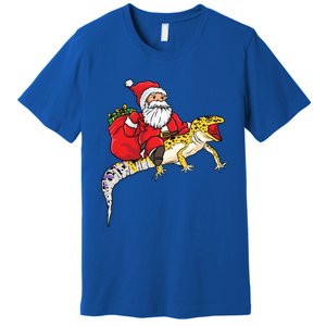 Fun Santa Delivering Presents On Leopard Gecko Lizard Gift Premium T-Shirt