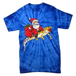 Fun Santa Delivering Presents On Leopard Gecko Lizard Gift Tie-Dye T-Shirt