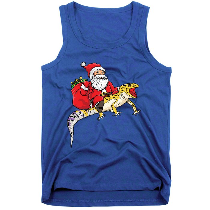 Fun Santa Delivering Presents On Leopard Gecko Lizard Gift Tank Top