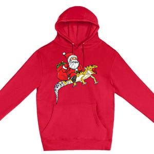 Fun Santa Delivering Presents On Leopard Gecko Lizard Gift Premium Pullover Hoodie