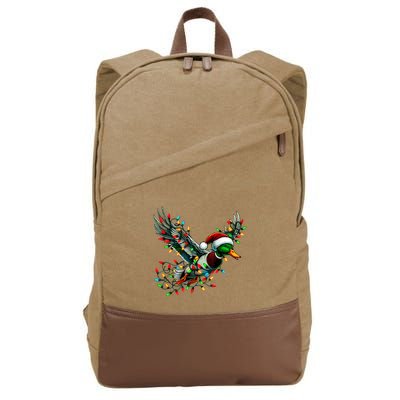 Flying Santa Duck With Christmas Lights Hunting Season Cotton Canvas Backpack
