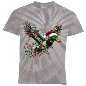 Flying Santa Duck With Christmas Lights Hunting Season Kids Tie-Dye T-Shirt