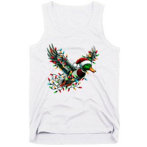 Flying Santa Duck With Christmas Lights Hunting Season Tank Top