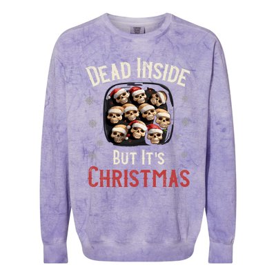 Funny Sarcastic Dead Inside But ItS Christmas Skull Cookies Gift Colorblast Crewneck Sweatshirt