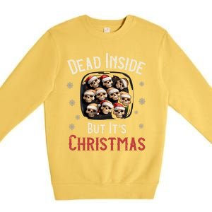 Funny Sarcastic Dead Inside But ItS Christmas Skull Cookies Gift Premium Crewneck Sweatshirt