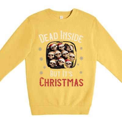 Funny Sarcastic Dead Inside But ItS Christmas Skull Cookies Gift Premium Crewneck Sweatshirt