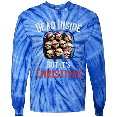 Funny Sarcastic Dead Inside But ItS Christmas Skull Cookies Gift Tie-Dye Long Sleeve Shirt