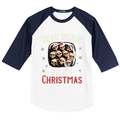 Funny Sarcastic Dead Inside But ItS Christmas Skull Cookies Gift Baseball Sleeve Shirt