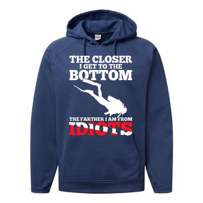 Funny Scuba Diving Flag Dive Quote Scuba Diver Gift Performance Fleece Hoodie