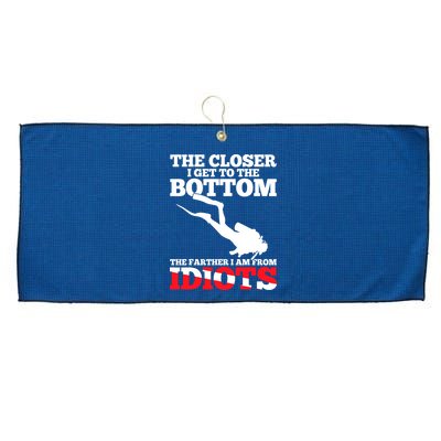 Funny Scuba Diving Flag Dive Quote Scuba Diver Gift Large Microfiber Waffle Golf Towel