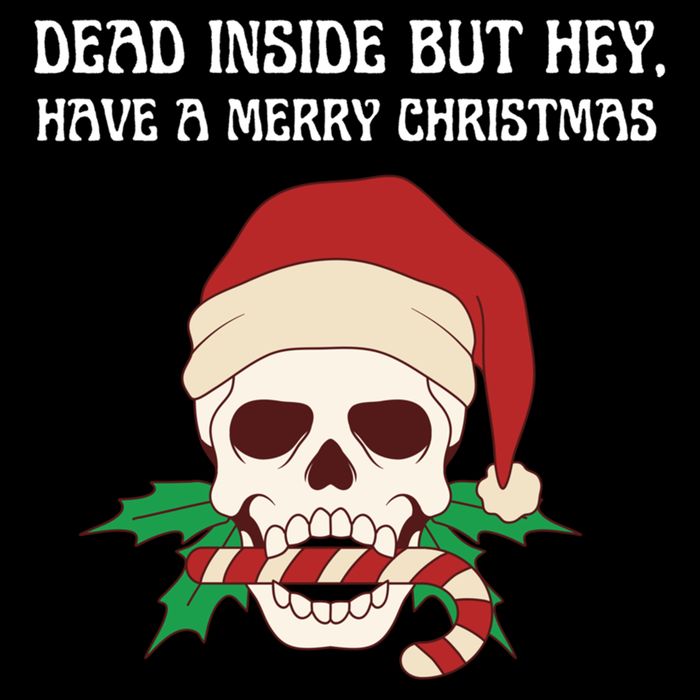 Funny Sarcastic Dead Inside But Merry Christmas Skull Santa Gift 7-Panel Snapback Hat